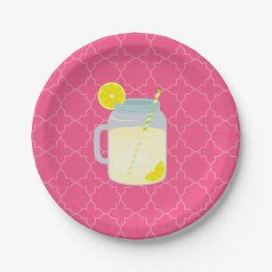 Mason Jar of Lemonade Quatrefoil Papieren Bordje