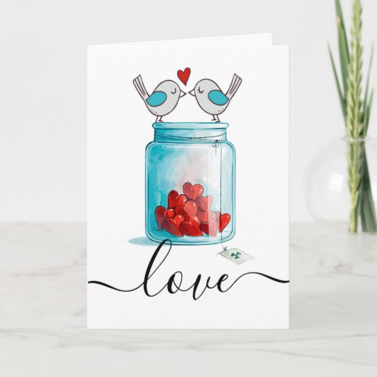 Mason Jar of Love Feestdagen Kaart (Voorkant)