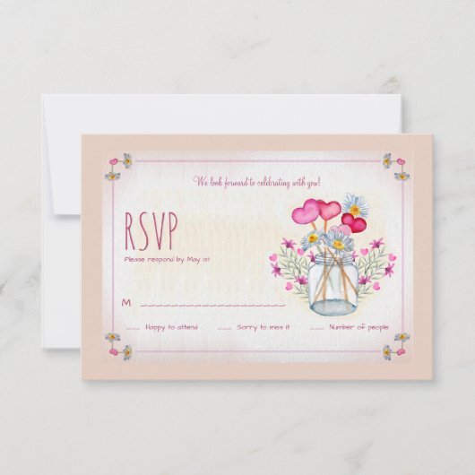 Mason Jar of Love RSVP Card Kaart (Voorkant)
