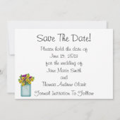 Mason Jar of Pansies bewaren de datum Save The Date (Achterkant)