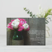 Mason Jar of Pink and White Roses Barn Wedding Kaart (Staand voorkant)
