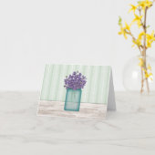 Mason Jar of Violets Note Kaart (Gele Bloem)