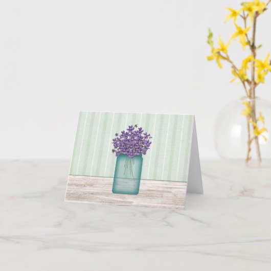 Mason Jar of Violets Note Kaart (Gele Bloem)