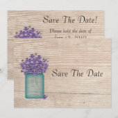 Mason Jar of Violets Save the Date (Voorkant / Achterkant)