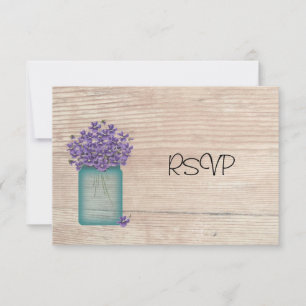 Mason Jar of Violets Weddenschappen Reception RSVP Kaart
