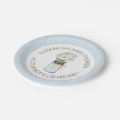 Mason Jar on Blue Stripes Baby shower Papieren Bordje (Gekanteld)