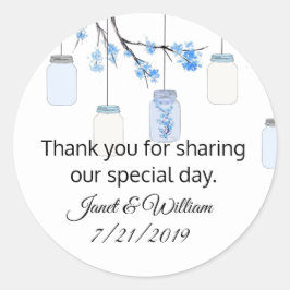 Mason Jar on Flowering Tree Weddenker Ronde Sticker