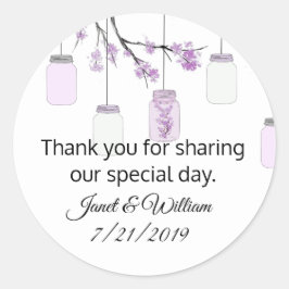 Mason Jar on Flowering Tree Wedding Favor Sticker