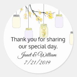 Mason Jar on Flowering Tree Wedding Favor Sticker