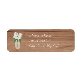 Mason Jar on Wood White Hydrangea Address Label