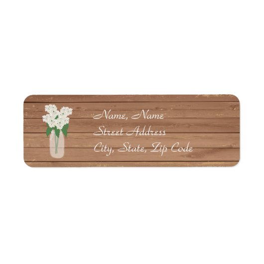 Mason Jar on Wood White Hydrangea Address Label (Voorkant)