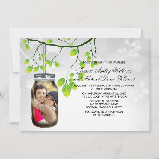 Mason Jar Outdoor Wedding Sjabloon Kaart (Voorkant)