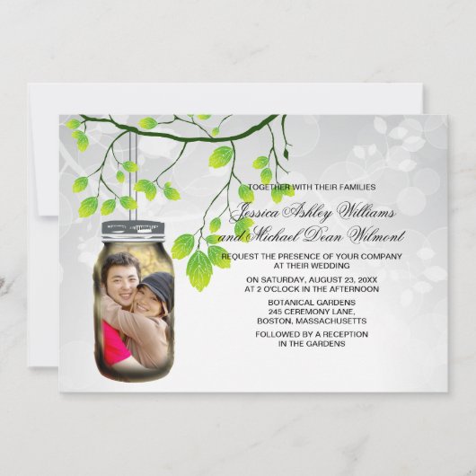 Mason Jar Outdoor Wedding Sjabloon Kaart (Voorkant)