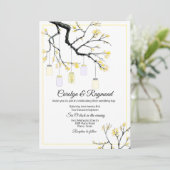 Mason Jar over het uitnodigen van de bloeiende bom Kaart (Staand voorkant)