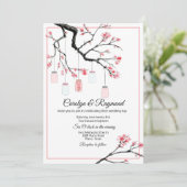 Mason Jar over het uitnodigen van de bloeiende bom Kaart (Staand voorkant)