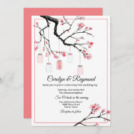 Mason Jar over het uitnodigen van de bloeiende bom Kaart