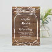 Mason Jar Paar Douche Uitnodigingskaart Kaart (Staand voorkant)
