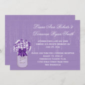 Mason Jar Paars en White Floral Reception only Kaart (Voorkant / Achterkant)