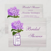 Mason Jar & Paars Hydrangea Grey Vrijgezellenfeest Kaart (Voorkant / Achterkant)