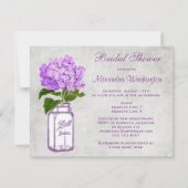 Mason Jar & Paars Hydrangea Grey Vrijgezellenfeest Kaart (Achterkant)