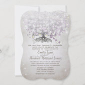 Mason Jar Paars Lavendel Hartblad Boom Bruiloft Kaart (Voorkant)