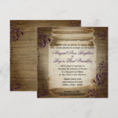 Mason Jar Paarse Vierkante Huwelijksuitnodiging Kaart (Voorkant / Achterkant)