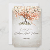 Mason Jar Peachy Heart Leaf Tree Save the Date (Voorkant)