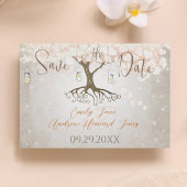 Mason Jar Peachy Pink Heart Leaf Tree Save The Date