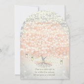 Mason Jar Peachy Pink Heart Leaf Tree Wedding Kaart (Achterkant)
