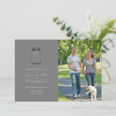 Mason Jar Photo Save the Date Card - Grey (Staand voorkant)