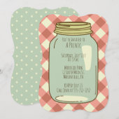  Mason Jar Picnic Party nodigt Gingham uit Kaart (Voorkant / Achterkant)