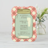  Mason Jar Picnic Party nodigt Gingham uit Kaart (Staand voorkant)