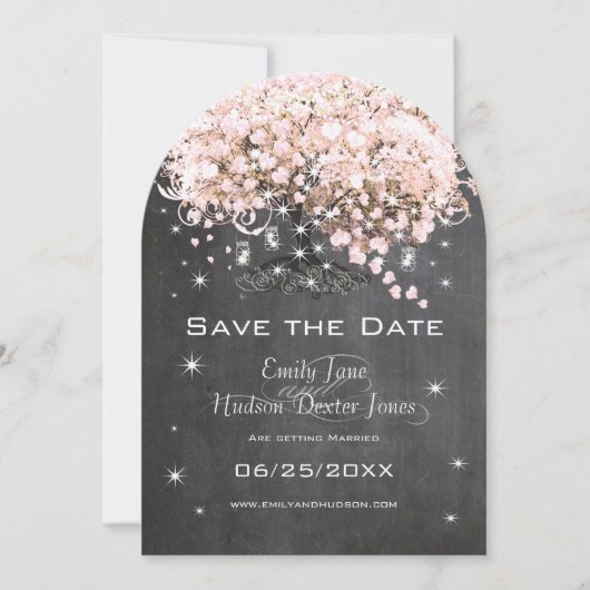 Mason Jar Pink Chalkboard Heart Leaf Tree Kaart (Voorkant)