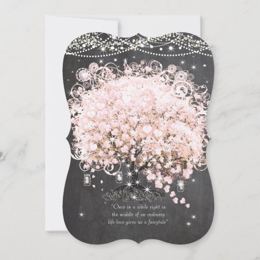 Mason Jar Pink Chalkboard Heart Leaf Tree Kaart (Achterkant)