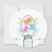 Mason Jar Pink Coral Limoen Aqua Floral Weddenscha Kaart (Achterkant)