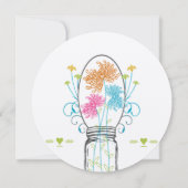 Mason Jar Pink Coral Turquoise Floral Wedding Kaart (Achterkant)