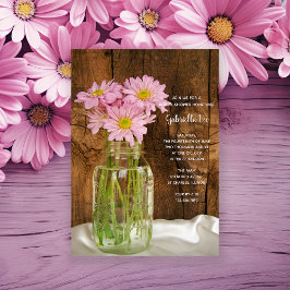 Mason Jar Pink Daisies Country Barn Vrijgezellenfe Kaart