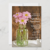 Mason Jar Pink Daisies Country Wedding Kaart (Voorkant)