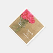 Mason Jar Pink Flower Gepersonaliseerde bruiloft Servetten (Hoek)