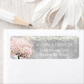 Mason Jar Pink Heart Leaf Tree op grijze Waterverf Etiket (Insitu)