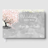 Mason Jar Pink Heart Leaf Tree op grijze Waterverf Gastenboek (Voorkant)