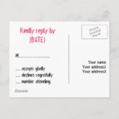 Mason Jar & Pink Heart RSVP Uitnodiging Briefkaart (Achterkant)