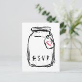Mason Jar & Pink Heart RSVP Uitnodiging Briefkaart (Staand voorkant)