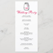 Mason Jar & Pink Heart Trouwprogramma Programmakaart (Achterkant)