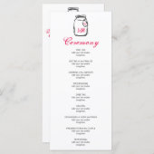 Mason Jar & Pink Heart Trouwprogramma Programmakaart (Voorkant / Achterkant)