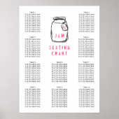 Mason Jar & Pink Heart Wedding Seating Chart 10 Poster (Voorkant)