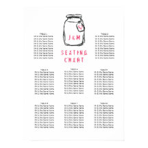 Mason Jar & Pink Heart Wedding Seating Chart