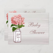 Mason Jar & Pink Hydrangea Rustic Baby shower Kaart (Voorkant / Achterkant)