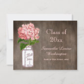 Mason Jar & Pink Hydrangea Rustic Graduation Party Kaart (Voorkant)