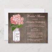 Mason Jar & Pink Hydrangea Rustic Vrijgezellenfees Kaart (Achterkant)